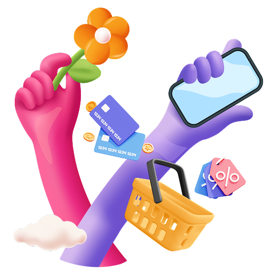 スマホを持ってネットショッピングをする手